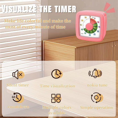 Kids Visual Timer for Kitchen,Classroom,Cooking,Learning,Bedroom,Office, 60-Minute Countdown Pomodoro Timer for Kids with Autism ADHD (Orange Style)