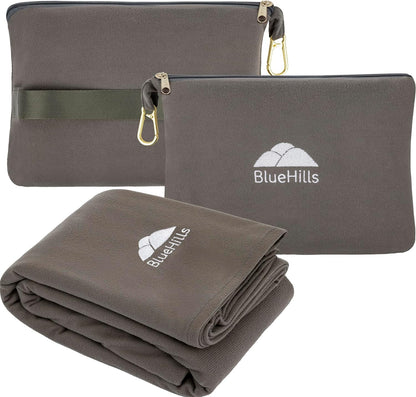 BlueHills Premium Soft Lightweight Travel Blanket Pillow Airplane - Gray