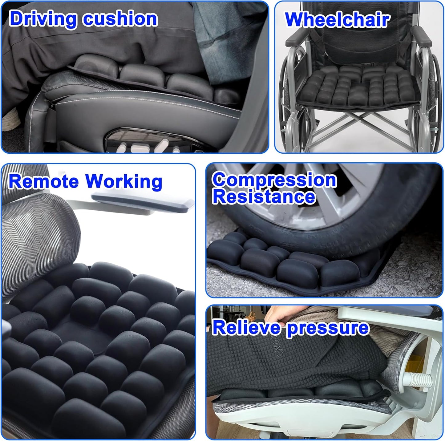 Travel Cushion for Airplane,Portable&Adjustable Air Seat Cushion,Inflatable Cushion for Travel,Coccyx Tailbone Pain Relief Chair Pad