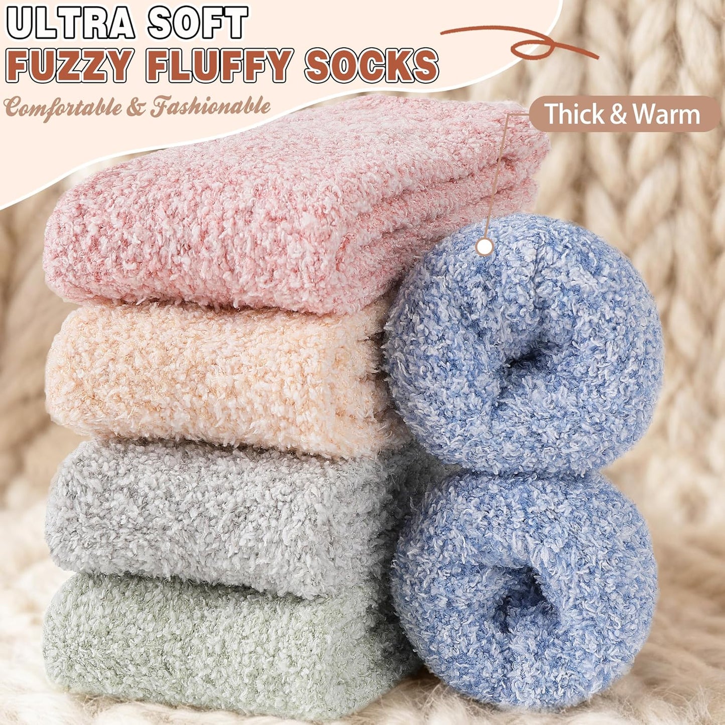 EBMORE Womens Fuzzy Socks Slipper Fluffy Cozy Comfy Cabin Plush Warm Winter Sleep Home Soft Socks