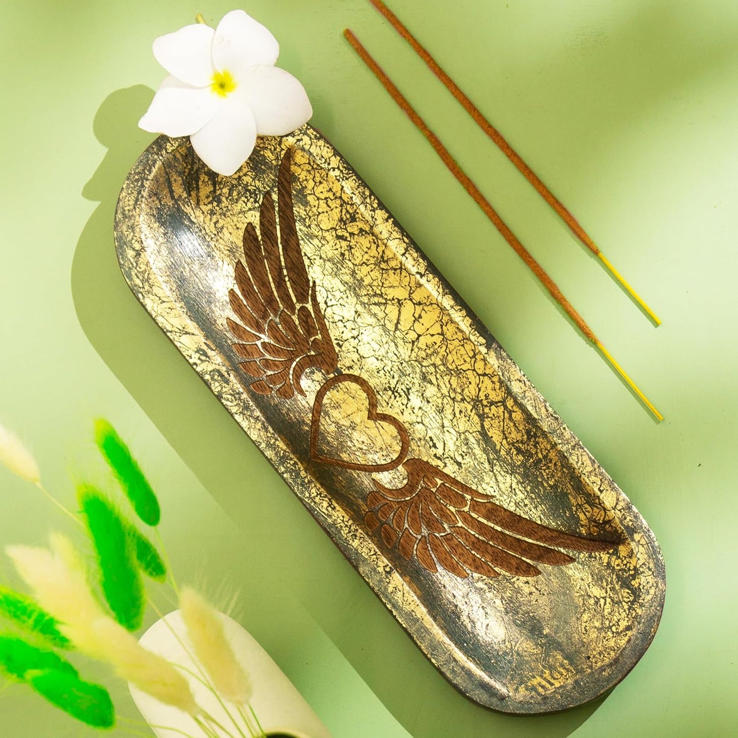 raajsee Wooden Rosewood Incense Holder - Incense Burner - Ash Catcher - Incense Stick Holder - Meditation & Yoga - Great Gift for Any Occasion Size 11x4 inch (Seven Chakra White)