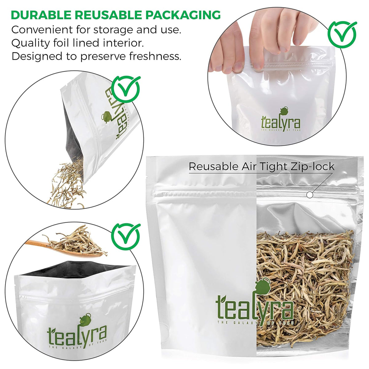 Tealyra - Jasmine Yin Zhen - Silver Needle White - Loose Leaf Tea - Premium Chinese White Tea from Fujian - 110g (4-ounce)