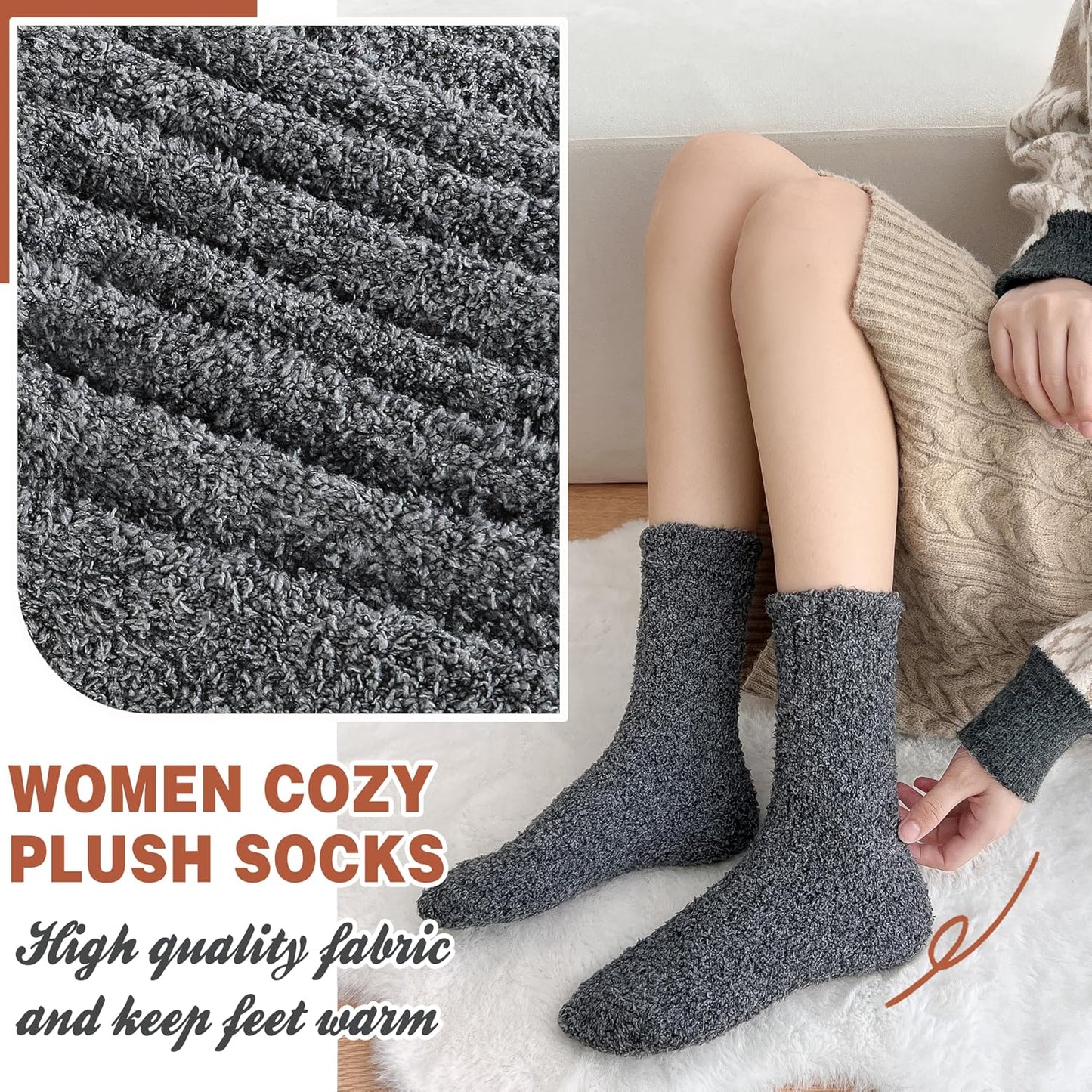 EBMORE Womens Fuzzy Socks Slipper Fluffy Cozy Comfy Cabin Plush Warm Winter Sleep Home Soft Socks