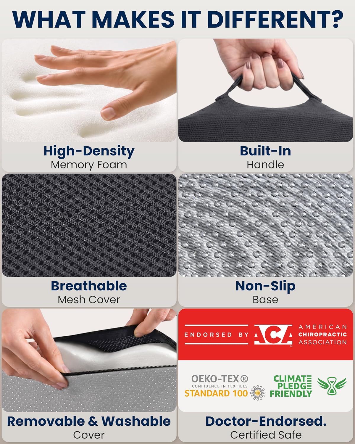 5 STARS UNITED Seat Cushion - Memory Foam Chair Cushion for Tailbone Pain Relief - Ergonomic Support for Coccyx, Sciatica & Butt - Office, Desk & Gaming Chair, Car Seat, Wheelchair, Black Suede
