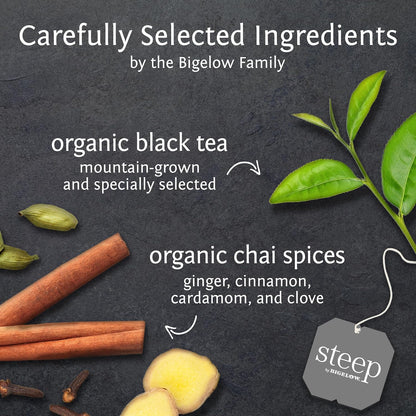 steep by Bigelow Organic Rooibos Hibiscus Herbal Tea, Caffeine Free, 20 Count (Pack of 6), 120 Total Tea Bags