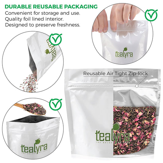 Tealyra - Rosy Earl Grey - Black Tea from Sri Lanka with Jasmine Green Tea and Rose Petals - Fresh Award Winning Tea - Loose Leaf Tea - Medium Caffeine - 110g (4-ounce)