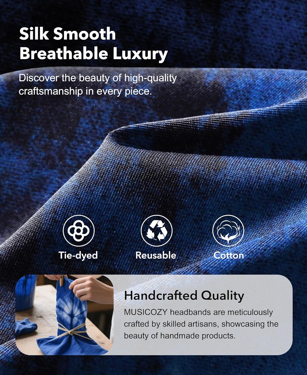 MUSICOZY Sleep Headphones Bluetooth 5.4 Headband, Wireless Earphones Sweat Resistant Earbuds with Ultra-Thin HD Stereo Speaker for Workout Running(Tie-dye Pink)