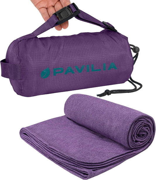PAVILIA Travel Blanket Airplane Compact with Bag Lightweight, Purple