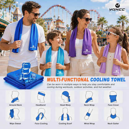 YQXCC 4 Pack Cooling Towels (47"x12"), Ice Cool Neck Towel, Soft Breathable Microfiber for Yoga, Golf, Gym, Running, Camping & Hot Weather