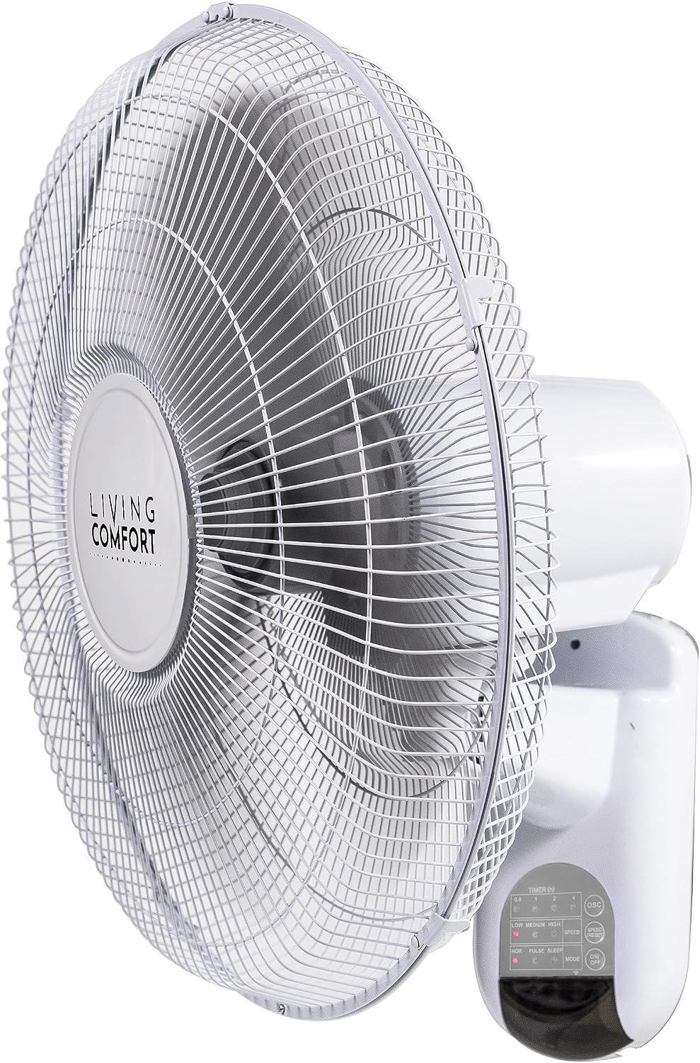 Comfort Zone 16-Inch Fan with Remote Control – Quiet 3-Speed Oscillating Indoor Fan with 90° Wide-Angle Airflow, Timer & Sleep Modes – Space-Saving Wall Fan for Bedroom, Home Gym & Office, White