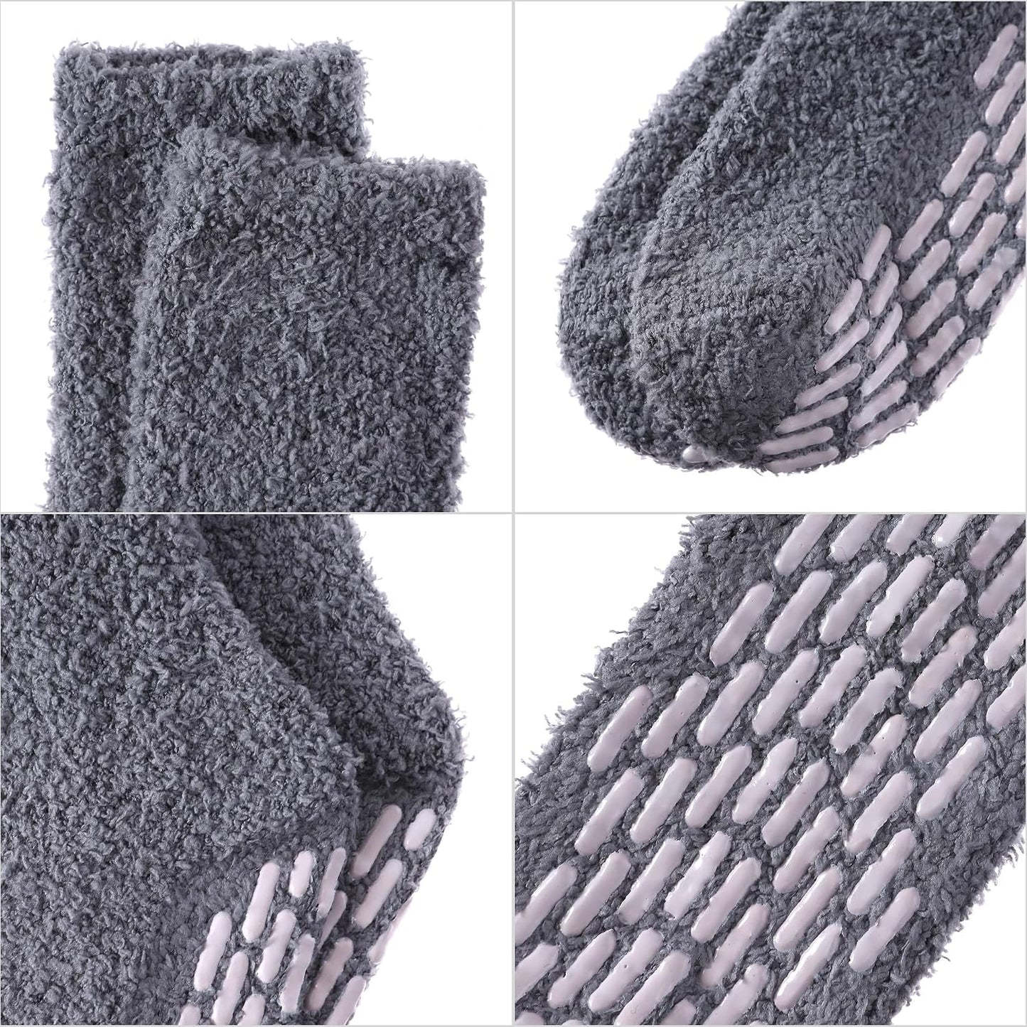 MQELONG Non Slip Hospital Socks with Grips for Women Winter Warm Cozy Fuzzy Slipper Soft Fluffy Sleep Socks