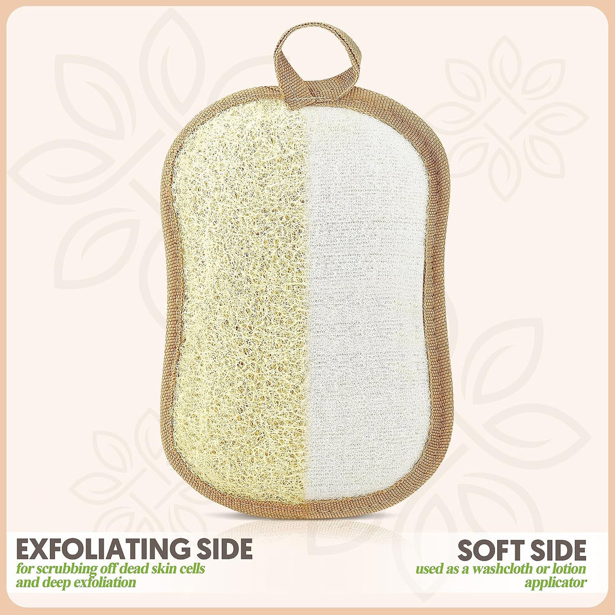 Almooni Natural Loofah Exfoliating Body Scrubber, Shower Sponge 2 Count