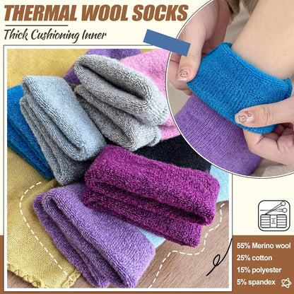 EBMORE 5 Pairs Women Merino Wool Boot Socks Warm Thermal Winter Thick Hiking Cozy Cabin Crew Comfy Socks for Ladies