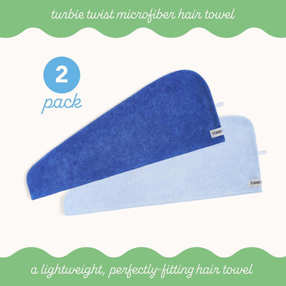Turbie Twist 2-Pack Microfiber Hair Towel for Beauty, Travel, Gifting - Hair Wrap Turban for Straight, Wavy & Curly Hair - Premium Personal Care - Dark Purple & Light Purple