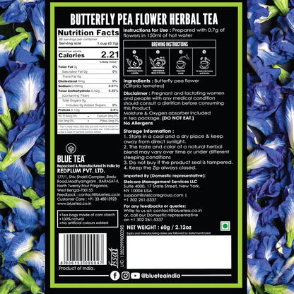 BLUE TEA - Butterfly Pea Flower Tea - 2.11 Oz (150+ Cups) | Antioxidant Rich | Chemical Free - Herbal Tea - Caffeine free - Non Bitter - No Preservatives | Zipper Pack