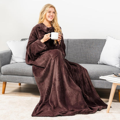 PAVILIA Wearable Blanket with Sleeves for Adult Women Men, Cozy Fleece Warm Wrap Throw with Arms, Gifts for Christmas, Wife
