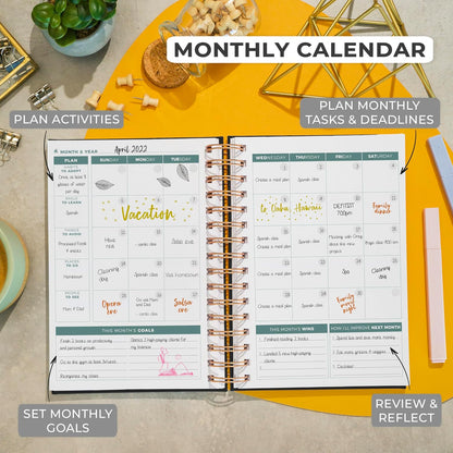 Clever Fox Planner 2nd Edition – Colorful Weekly & Monthly Goal Planner, Time Management & Productivity Organizer, Undated, A5 (Dark Teal)