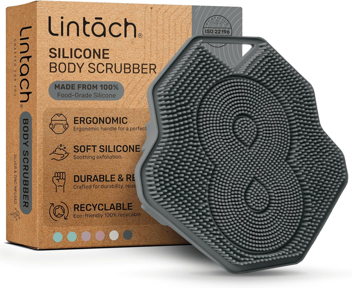Silicone Shower Scrubber for Body – Exfoliating Loofah Alternative, Zinc & Silver-Infused, Hygienic & Gentle for Sensitive Skin, Durable & Long-Lasting Body Scrubber for Men - Sky Blue