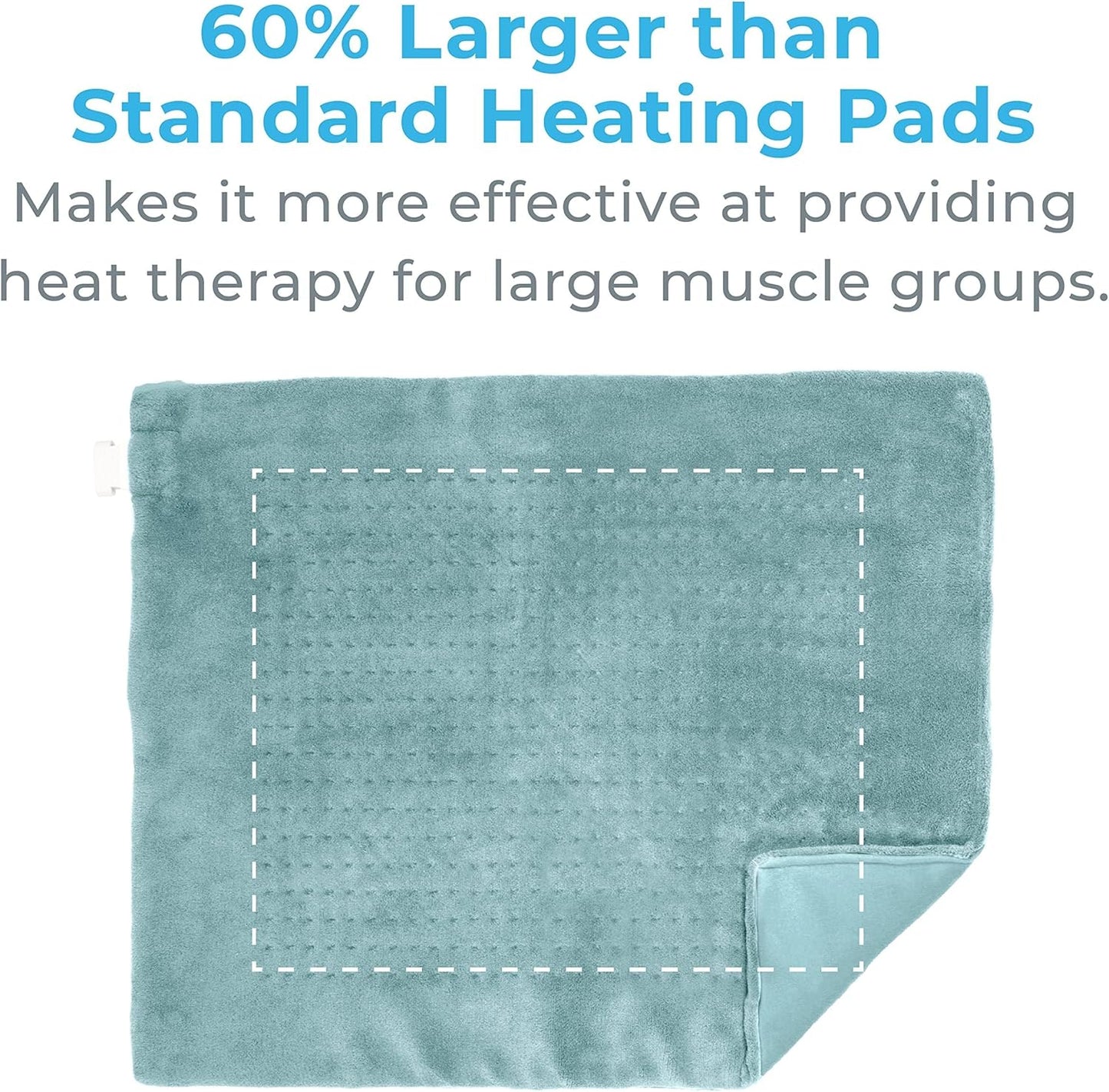 Pure Enrichment PureRelief Ultra-Wide Microplush Heating Pad - 20” x 24” XXL Size & 6 Heat Settings for Temporary Neck, Shoulder & Back Pain Relief - Moist Heat Option & Machine Washable (Gray)