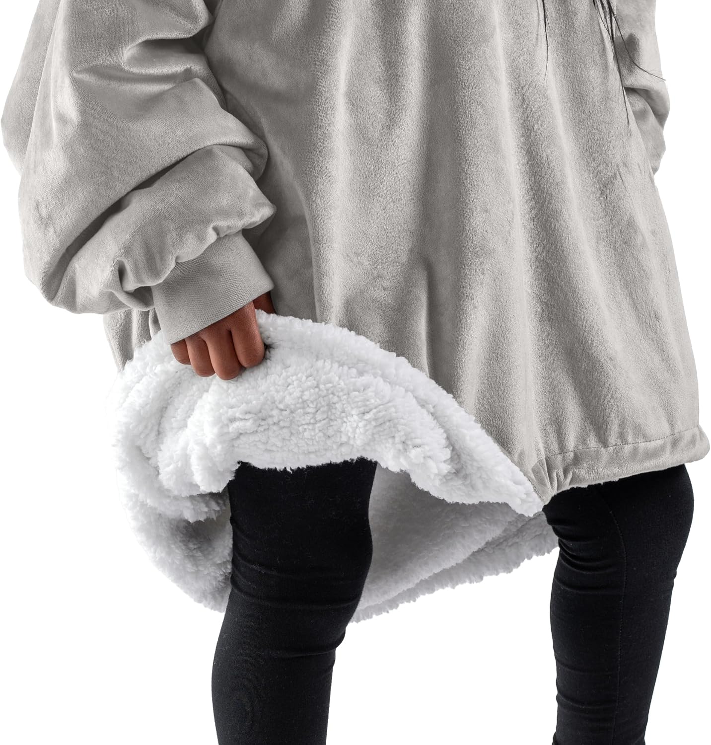 Bare Home Wearable Blanket Hoodie - Soft Plush Sherpa - Warm and Cozy - Oversized Wearable Blanket