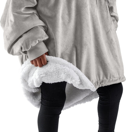 Bare Home Wearable Blanket Hoodie - Soft Plush Sherpa - Warm and Cozy - Oversized Wearable Blanket
