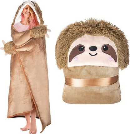 Penguin Wearable Hooded Blanket for Adults – Super Soft Warm Cozy Plush Flannel Fleece & Sherpa Hoodie Throw Cloak Wrap - Penguin Gifts for Women Adults Girls and Kids