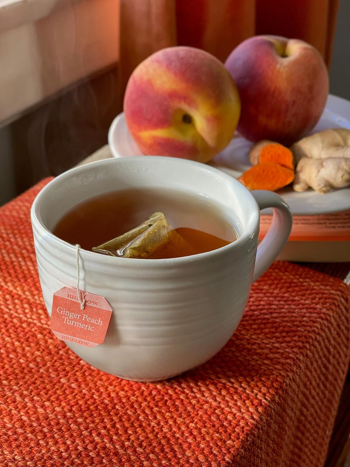 Bigelow Tea Ginger Peach Turmeric Herbal Tea, 18 Count (Pack of 6)