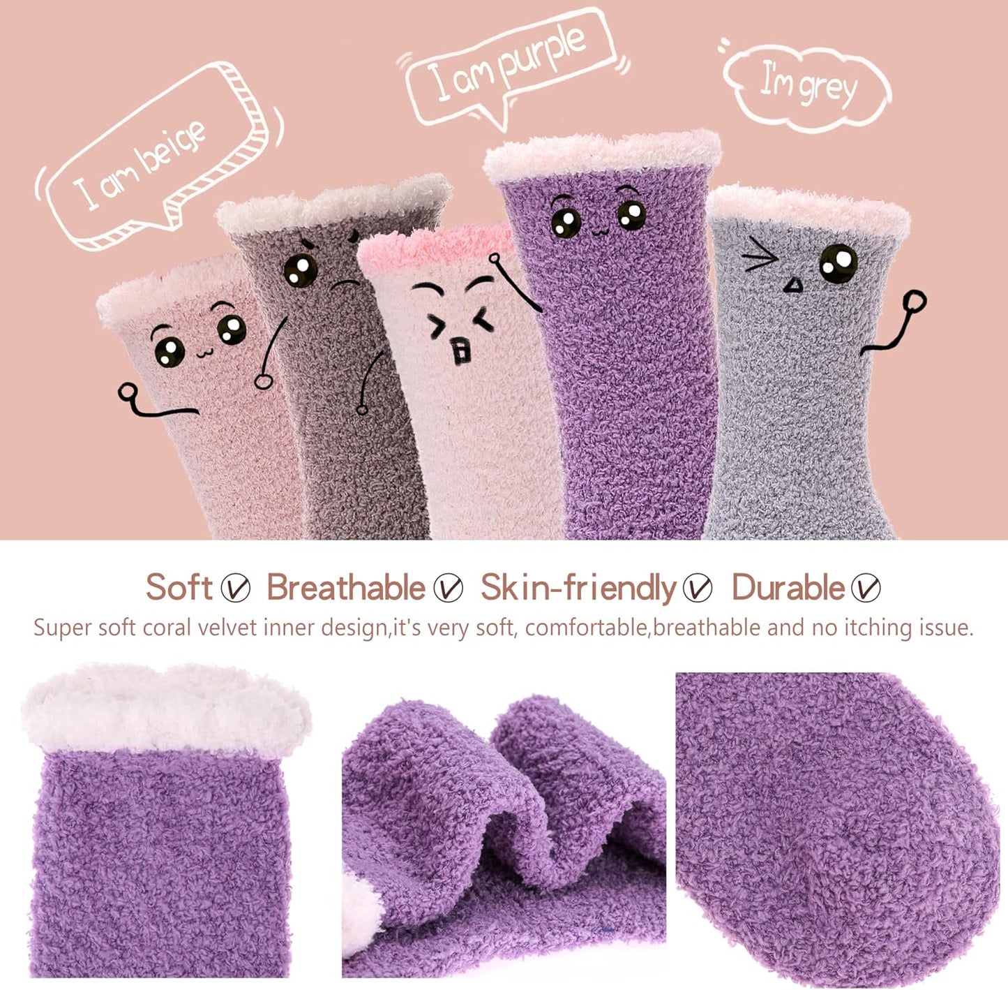 EBMORE Womens Fuzzy Socks Slipper Fluffy Cozy Comfy Cabin Plush Warm Winter Sleep Home Soft Socks