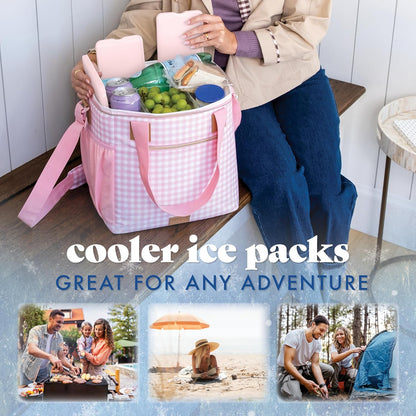 Cool Coolers by Fit & Fresh 4 Pack XL Slim Ice Packs, Quick Freeze Space Saving Reusable Ice Packs for Lunch Boxes or Coolers