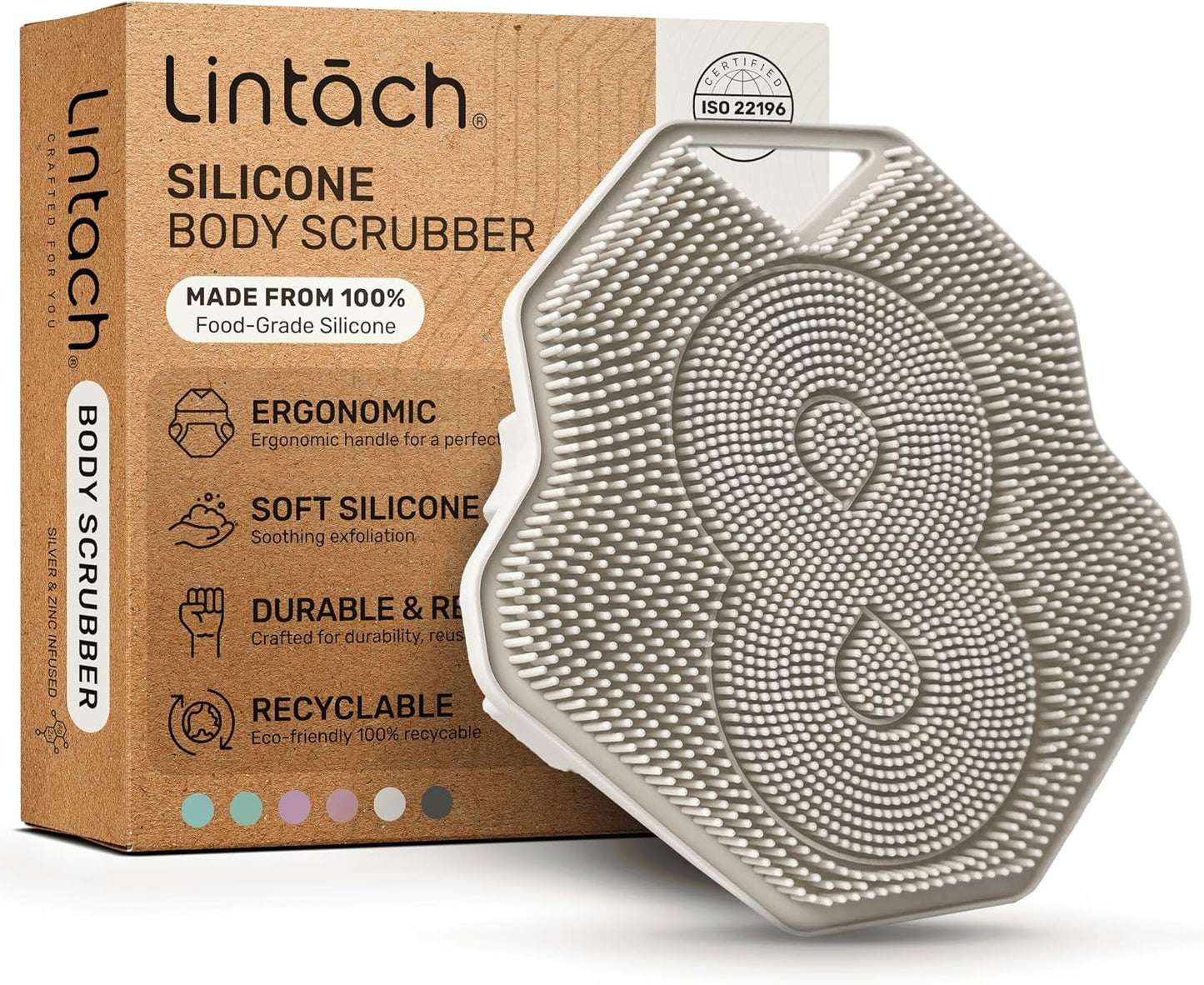 Silicone Shower Scrubber for Body – Exfoliating Loofah Alternative, Zinc & Silver-Infused, Hygienic & Gentle for Sensitive Skin, Durable & Long-Lasting Body Scrubber for Men - Sky Blue
