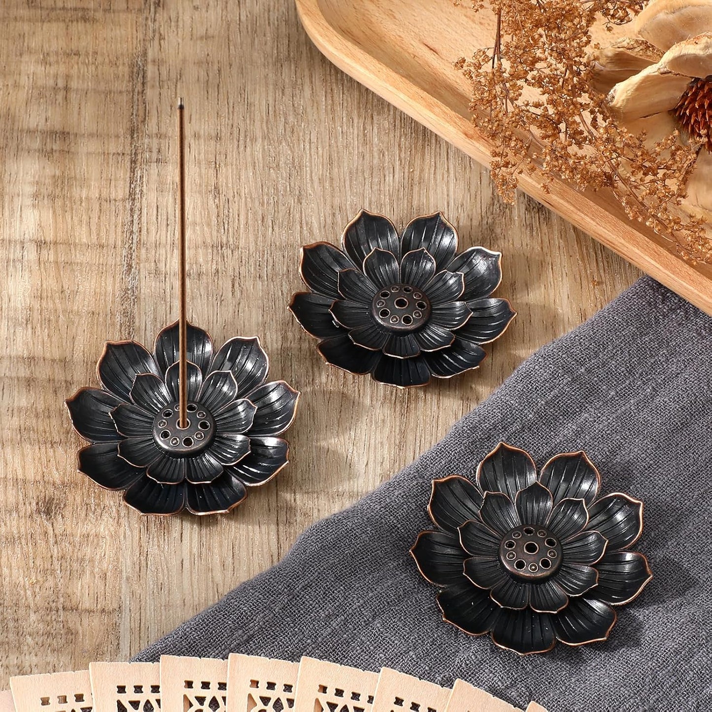 6 Pieces Incense Holder Lotus Incense Stick Holder Burner for Home Fragrance Yoga Sauna SPA Vintage Flower Shaped Multihole Holders for Stick