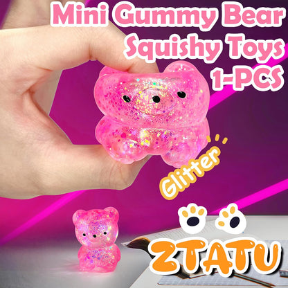 ZTATU Gummy Bear Squishy Fidget Toys (1PCS) Stress Balls for Adults Sugar Stress Ball，Sensory Toys Squishy Ball, Stress Relief Toy Squeeze Ball Party Favors for Kids, Easter Basket Stuffers