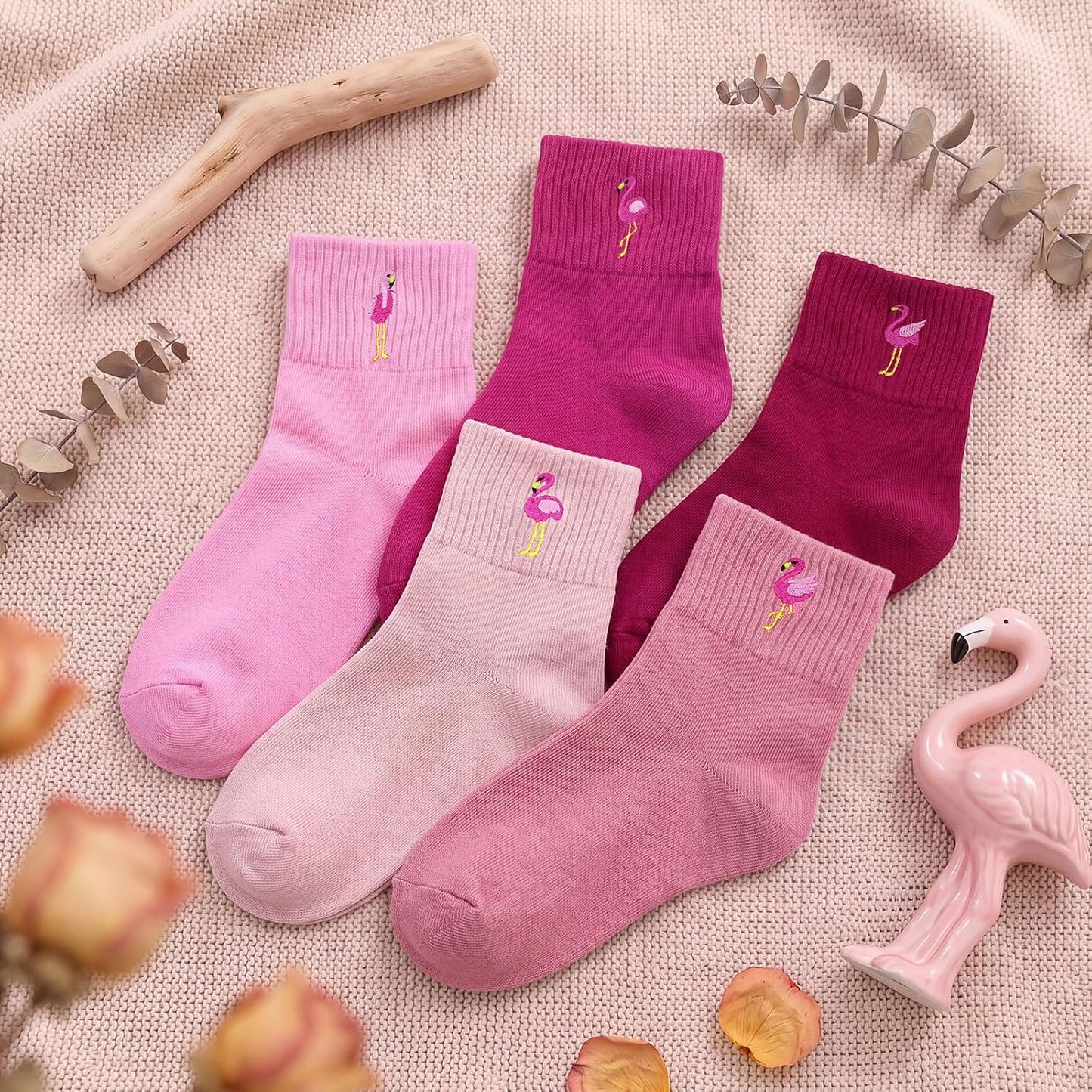 Eurzom 10 Pairs Socks Womens Crew Elastic Ankle Length Cotton Socks Aesthetic Cute Lightweight Low Cut Gifts for Women - Colors B