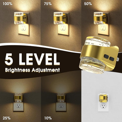 Briignite Night Light, Night Lights Plug into Wall, Soft White LED Nightlight for Kids, Adjustable Brightness 0-100LM, Dusk to Dawn Sensor, Soft Light for Bedroom, Hallway, Nursery, 2 Pack