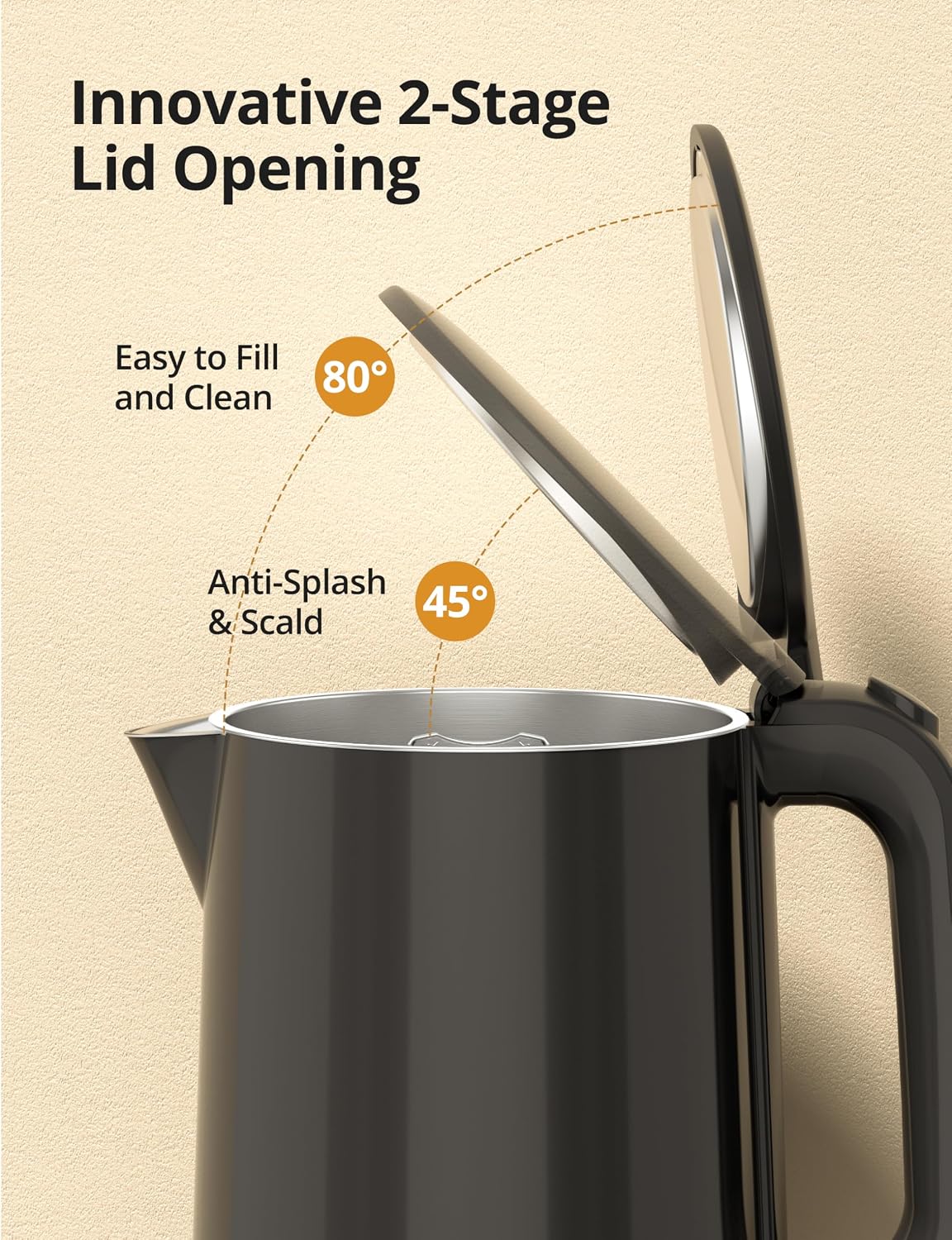 Electric Kettle Temperature Control, 1.7L Large Electric Tea Kettle, 4H Keep Warm Hot Water Boiler with 6 Presets, LED Screen Electric Kettles for Boiling Water, Boil-Dry Protection, BPA Free