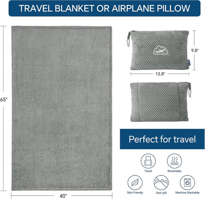 BEDELITE Travel Blanket with Bag, Jacquard Fleece Blanket 65"x40", Blue