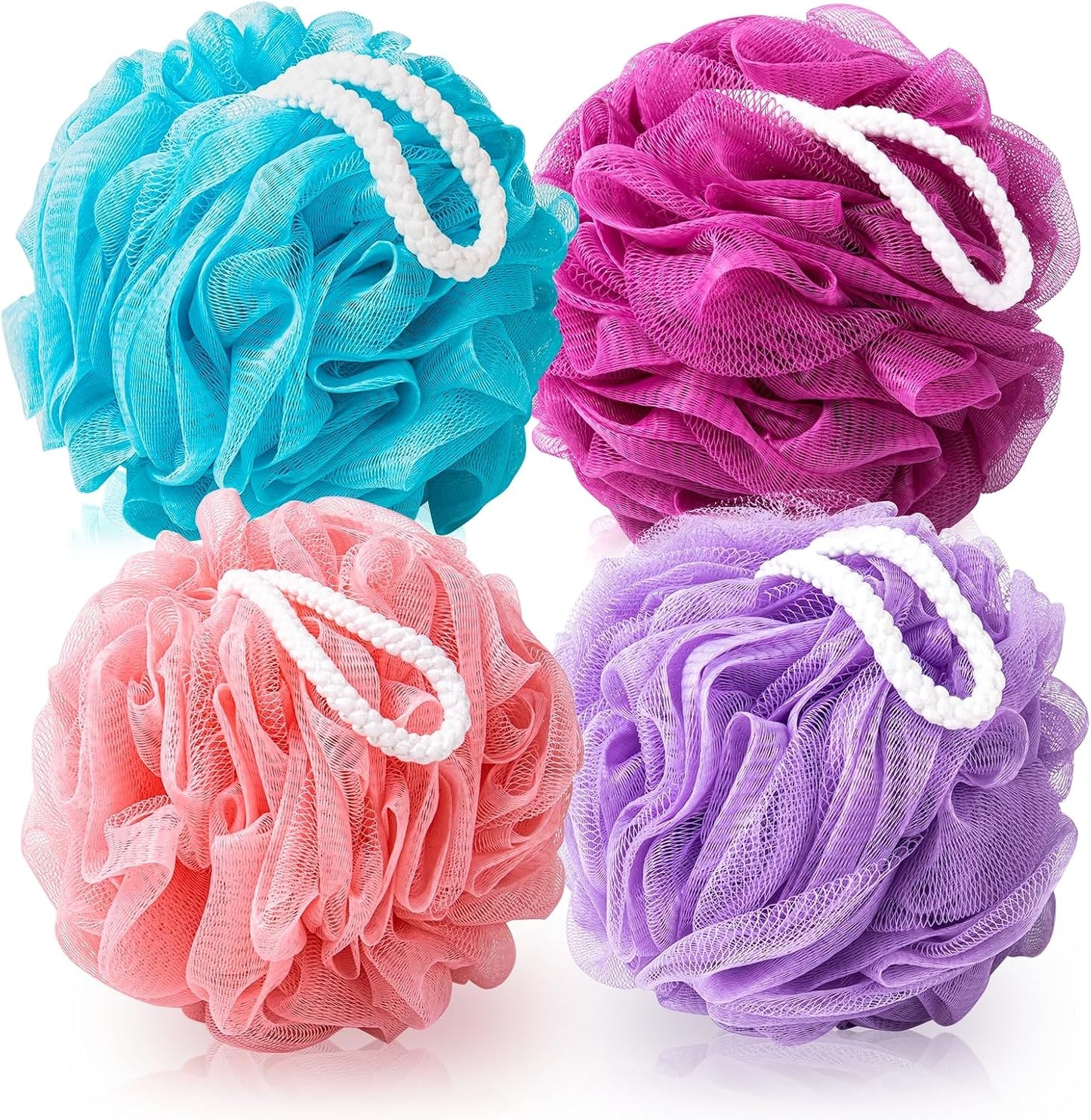 MTDLYICE Loofah Sponge XXL-100g 4 Pack, Bath Sponge Soft Mesh Shower Puff Loofah for Men, Exfoliating Body Scrubber for Women, Shower Accessories (Black)