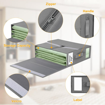 2-Pack Bed Sheet Organizers and Storage, Oxford Grey