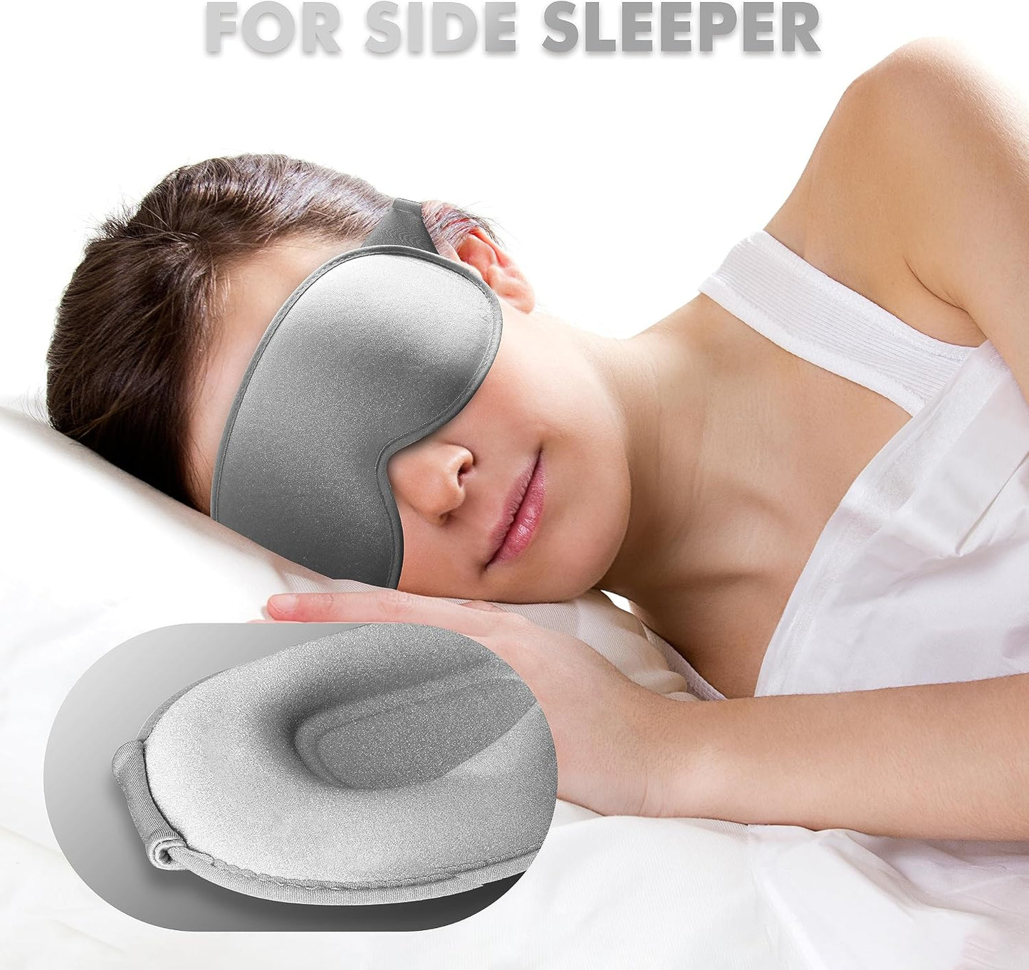 Sleep Eye Mask for Men Women, Lash Extensions 3D Sleeping Mask, Travel Blackout Night Blindfold Eye Shade Cover with Adjustable Strap (Black)