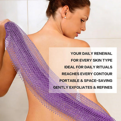 UJFQBH 3 Pieces African Bath Sponge African Net Long Net Bath Sponge Exfoliating Shower Body Scrubber Back Scrubber Skin Smoother,Great for Daily Use (Pink,Yellow,Purple)