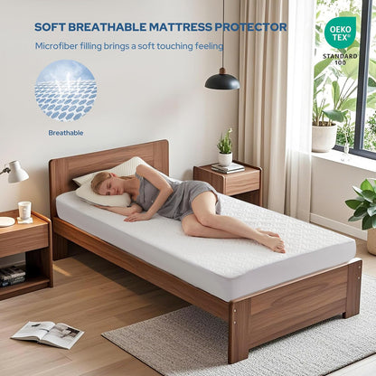 BEDLORE Waterproof Mattress Protector, King Size Mattress Pad with Deep Pocket 6"-18" Depth, Soft Noiseless Dirt-Proof Bed Mattress Cover Washable for Home, Bedroom, Hotel (Gray)