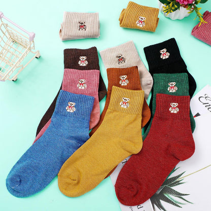 Eurzom 10 Pairs Socks Womens Crew Elastic Ankle Length Cotton Socks Aesthetic Cute Lightweight Low Cut Gifts for Women - Colors B