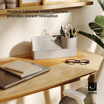 Umbra Stream Water Fountain, Indoor Tabletop Zen Desktop, Sand