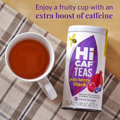 The Republic of Tea HiCAF Pom Berry Black Tea, High Caffeine, 50 Count