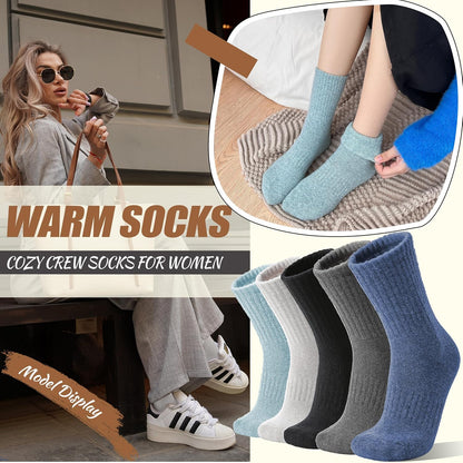EBMORE 5 Pairs Women Merino Wool Boot Socks Warm Thermal Winter Thick Hiking Cozy Cabin Crew Comfy Socks for Ladies