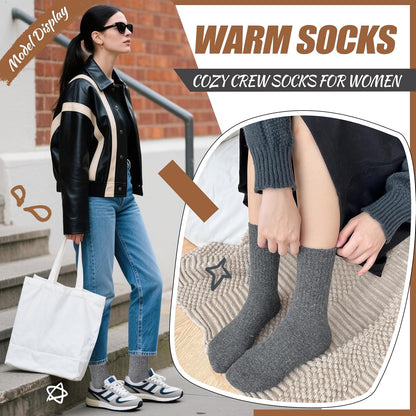 EBMORE Merino Wool Socks for Women Hiking Thermal Warm Winter Thick Boot Cozy Crew Comfy Work Socks for Ladies 5 Pairs