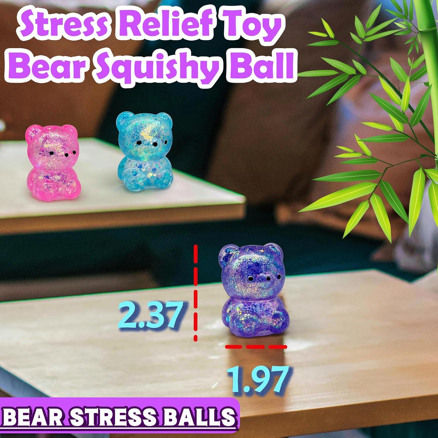ZTATU Gummy Bear Squishy Fidget Toys (1PCS) Stress Balls for Adults Sugar Stress Ball，Sensory Toys Squishy Ball, Stress Relief Toy Squeeze Ball Party Favors for Kids, Easter Basket Stuffers