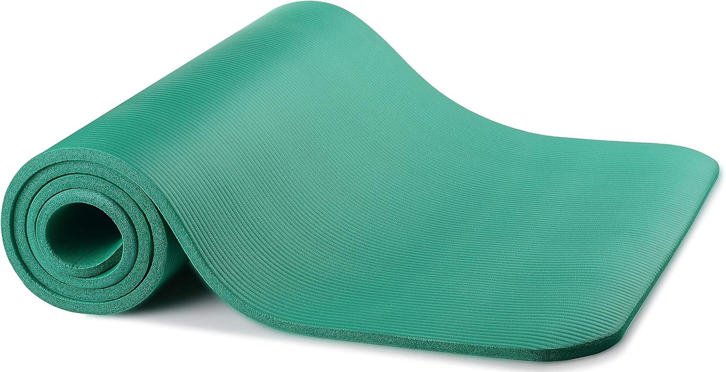 Fitvids Yoga Mat, 1/2-Inch Extra Thick High Density Exercise Mat, Anti-Tear Exercise Yoga Mat with Carrying Strap, Suitable for Various Yoga Exercises