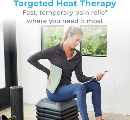 Pure Enrichment® PureRelief® XL Heating Pad - 12" x 24" Electric Heating Pad for Back Pain & Cramps, 6 Heat Settings, Soft Machine Wash Fabric, Auto-Off & Moist Heat (Charcoal Gray)