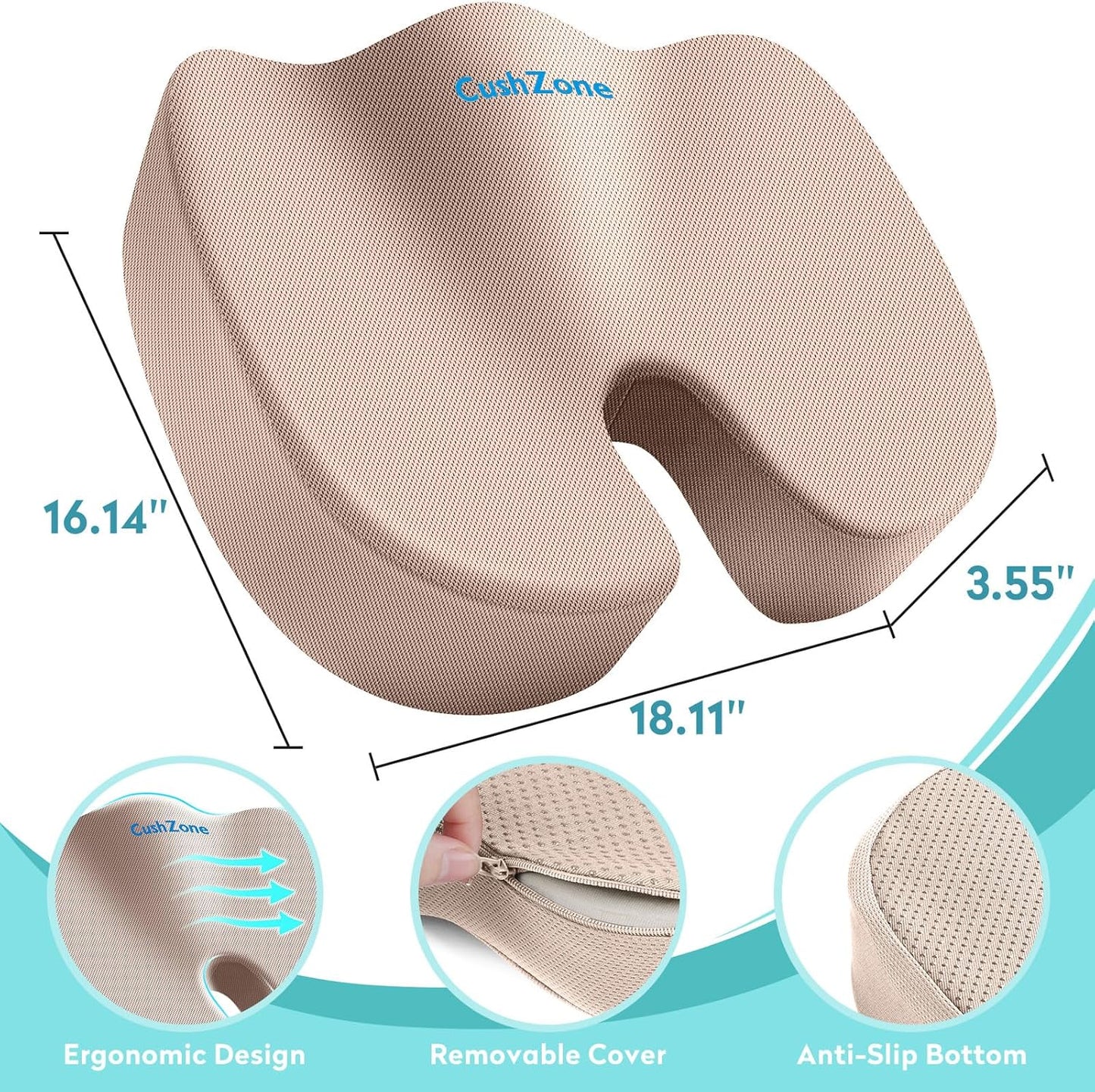 Office Chair Seat Cushion, Cooling Gel Enhanced Memory Foam Cushion for Long Sitting - Back, Sciatica, Coccyx, Tailbone Pain Relief Pillow - for Office, Gaming, Car, Wheelchair - Black, Large
